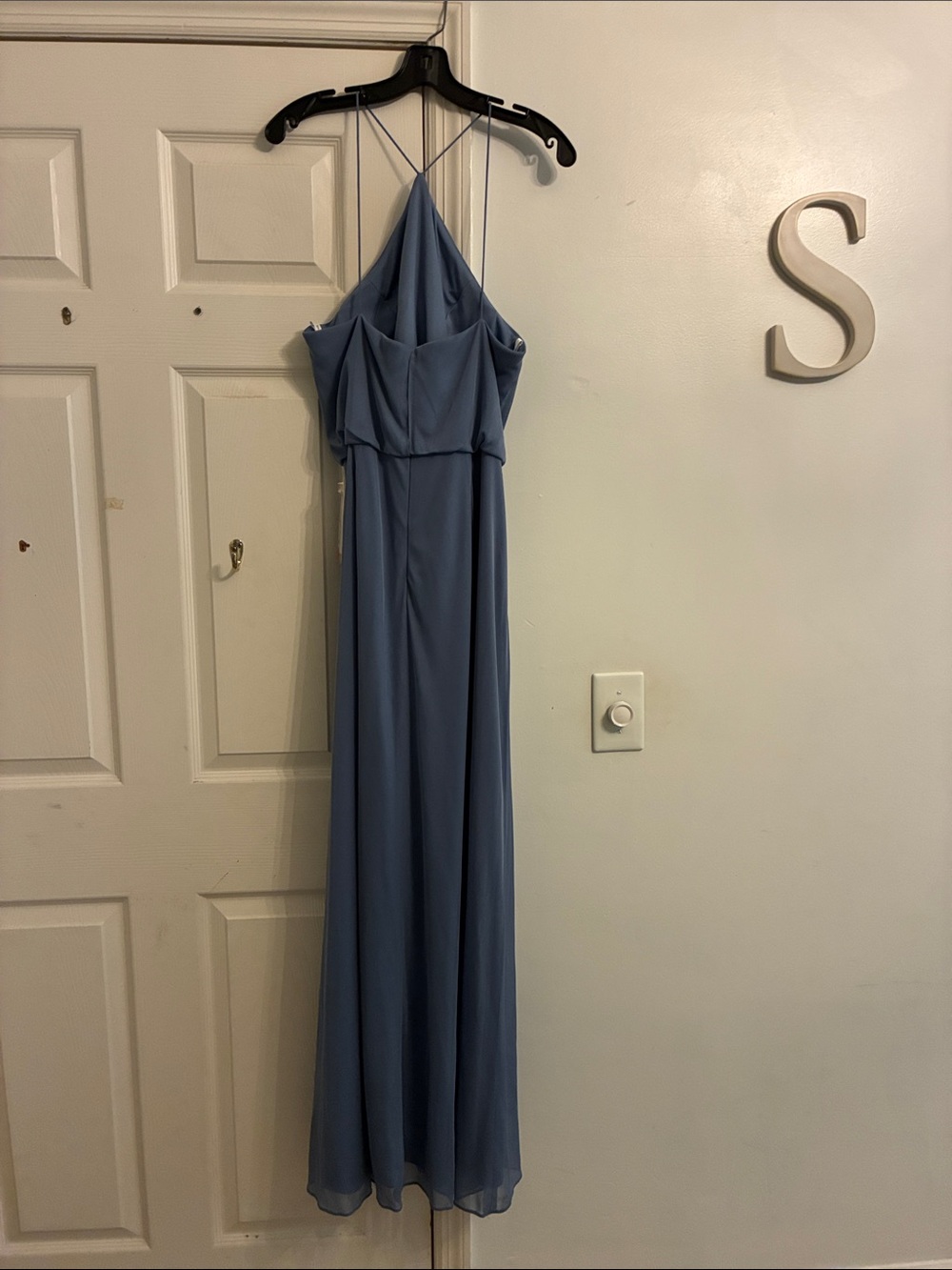 ALFRED SUNG Dusty Blue Strappy Halter Maxi Dress - Picture 2 of 2